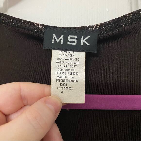 MSK • Metallic Glitter Wrap 3/4 Sleeve Cocktail Top Blouse - Picture 4 of 6